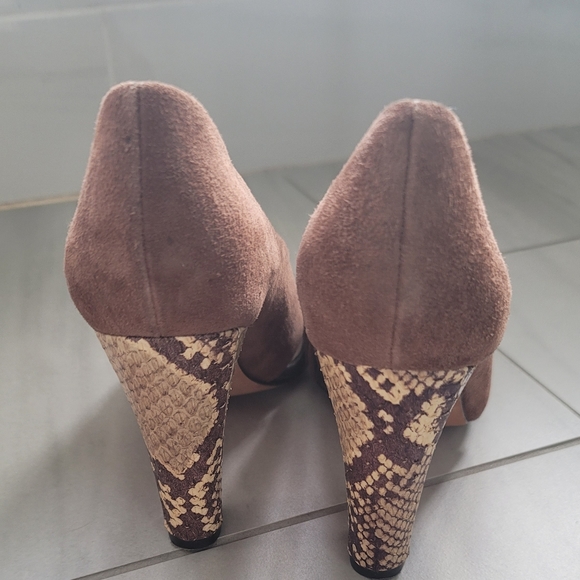Tracy Reese suede snakeskin sandals sz 37.5 - Picture 3 of 4